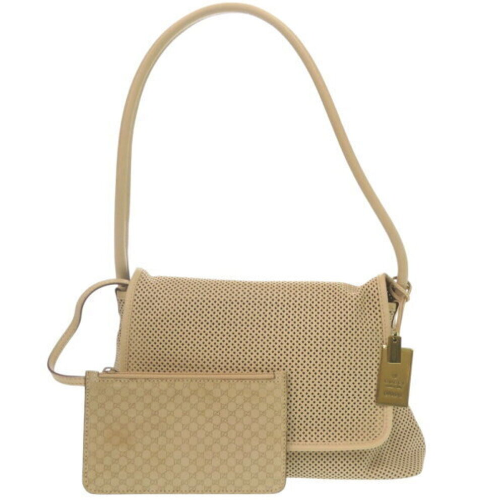 Gucci perfo flap handbag beige leather